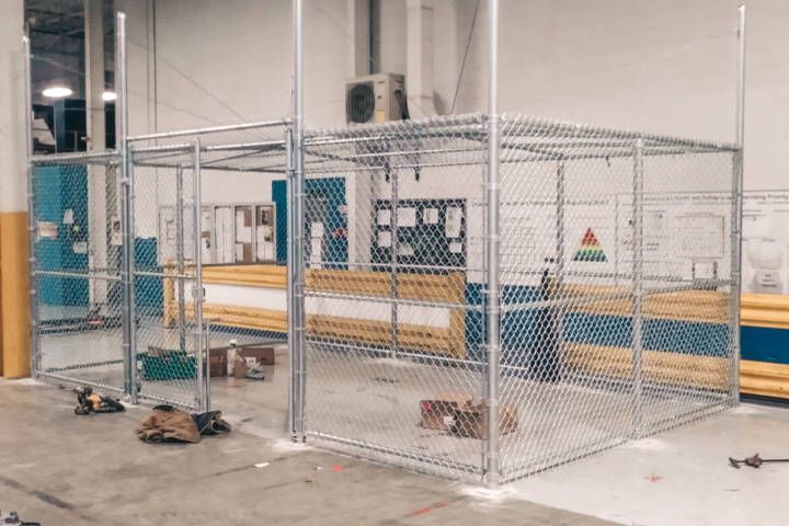 Fence On Plated Posts With Double-Swing Gate And Roof — Warren, MI — Kimberly Fence & Supply