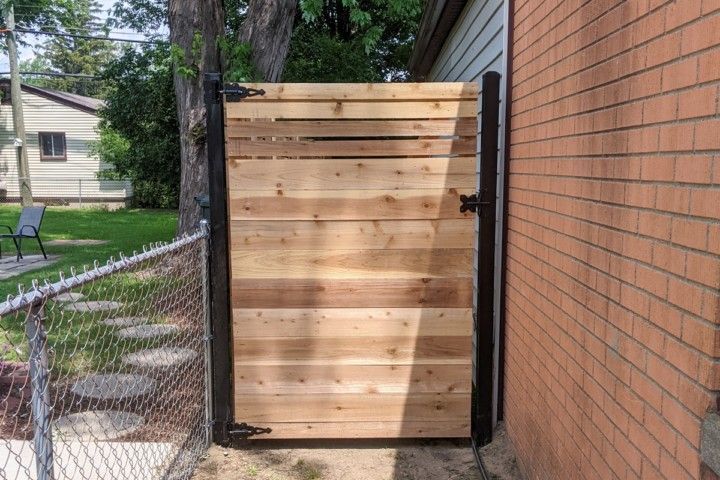 New Horizontal Cedar Gate — Warren, MI — Kimberly Fence & Supply