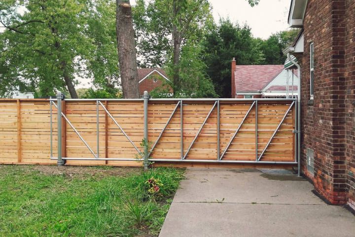 Horizontal Semi-Privacy Cedar Slide Gate — Warren, MI — Kimberly Fence & Supply