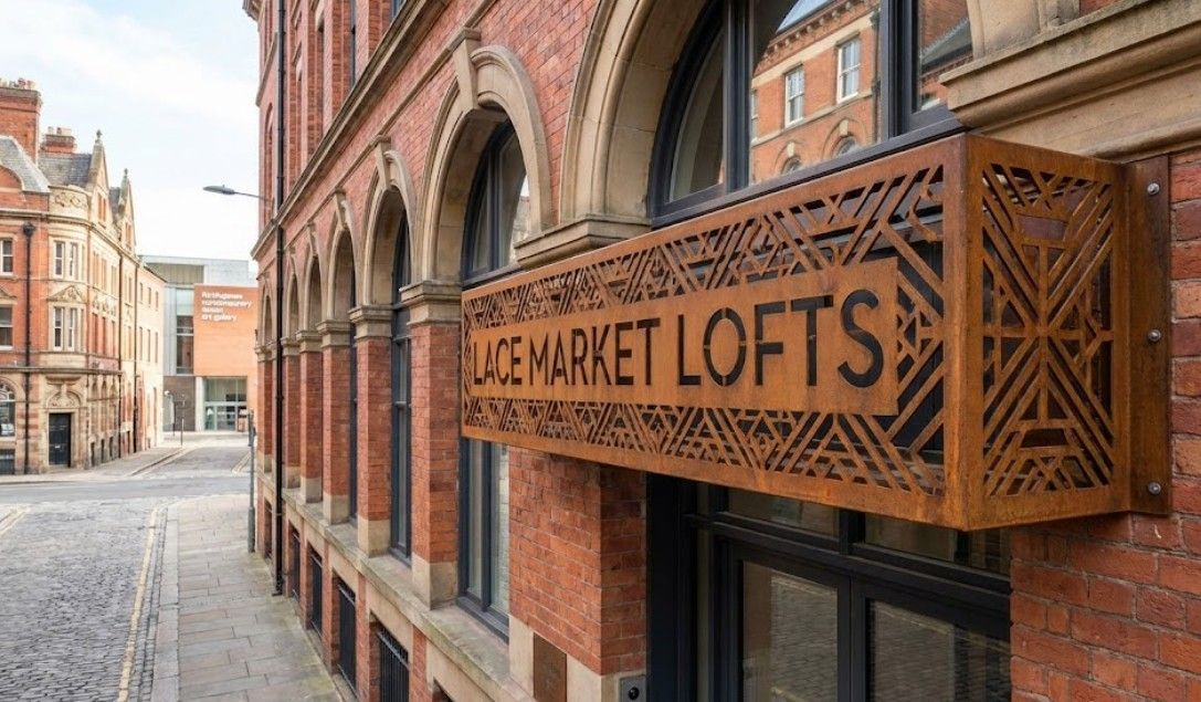 Custom fabricated metal signage installed for Nottingham business by Nottingham Metalworks