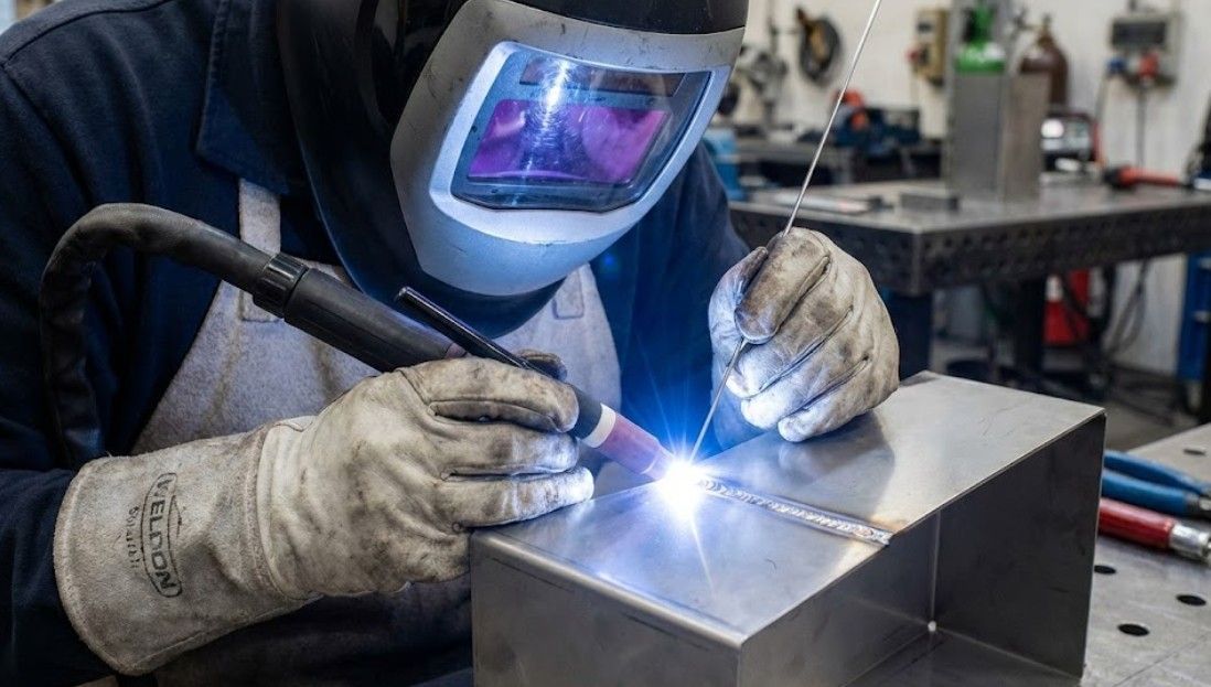 Professional TIG welding of sheet metal fabrication at Nottingham Metalworks