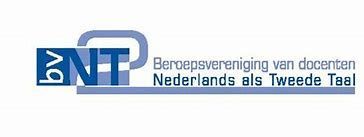 Logo van de Nederlandse vereniging van docenten Nederlands als tweede taal, met blauwe letters en tekst.
