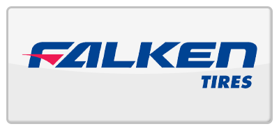 Falken Tires logo in blue and red on a white background with a gray frame.