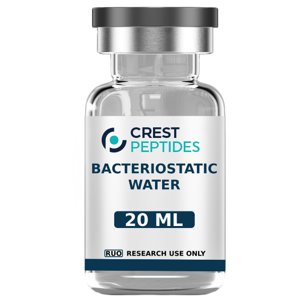 Vial of Crest Peptides bacteriostatic water, 20 mL, for research use only.