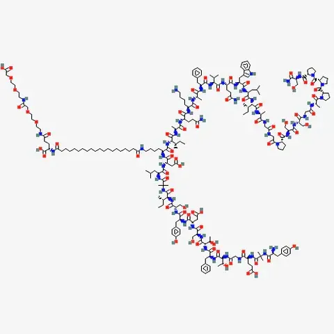 Molecular structure diagram of a peptide chain with various amino acid residues.
