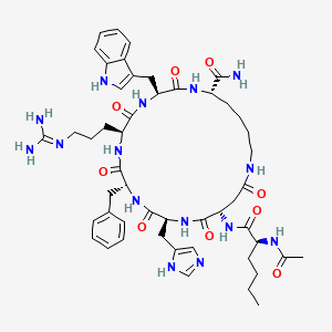 Chemical structure of a cyclic peptide.