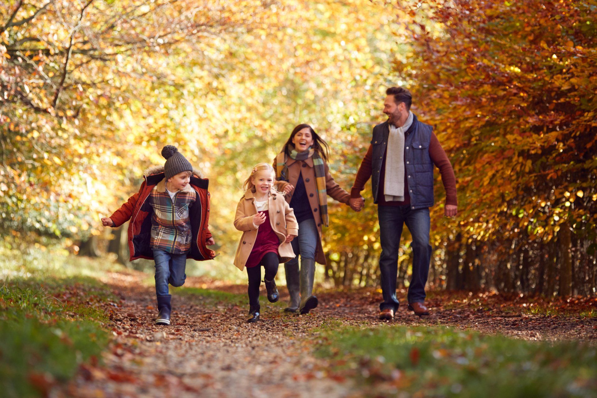 family taking a walk