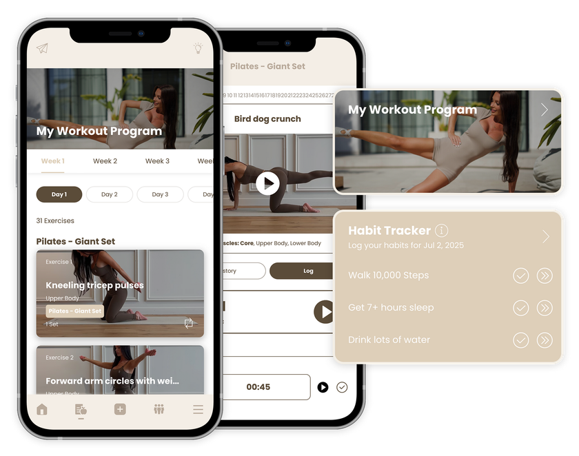 A couple of phones sitting next to each other on a white background.