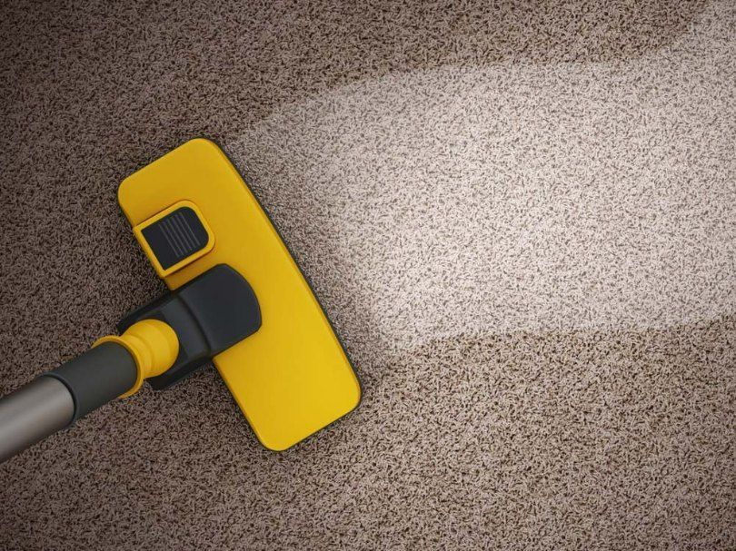Yellow Vacuum Head Cleaning Beige Carpet — Glittering Cleaning Service in Northern Beaches, QLD