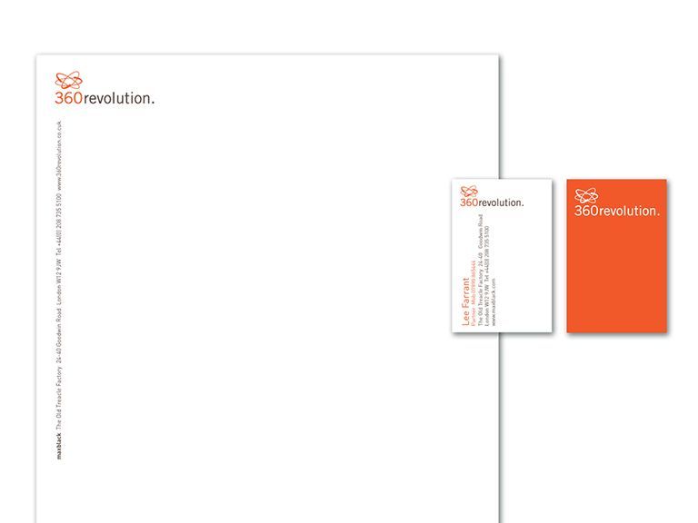 A letterhead and business card for a company called headline