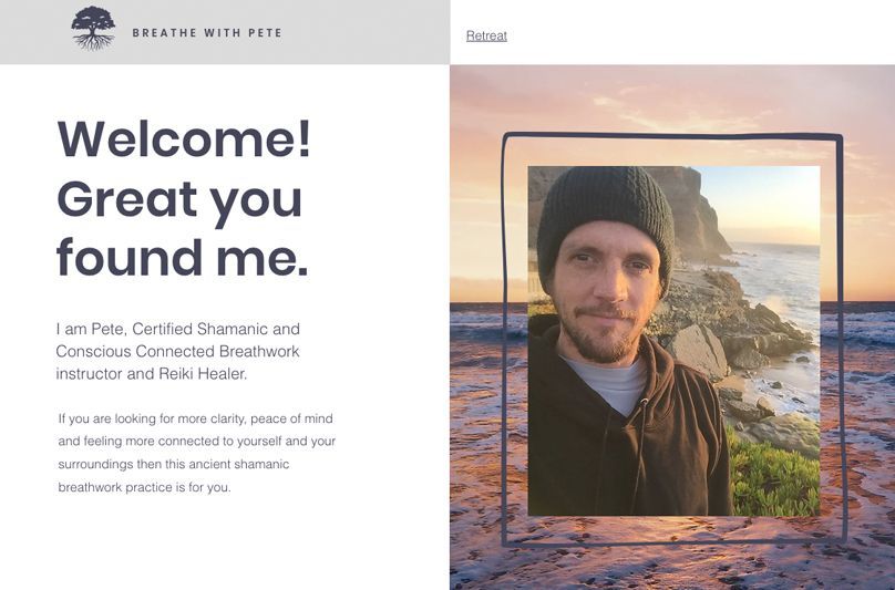 A welcome page with a picture of a man and the words `` great you found me ''.