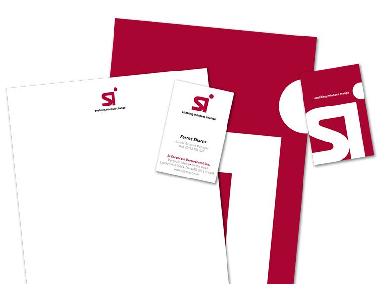 A set of business cards and letters with the letters si on them