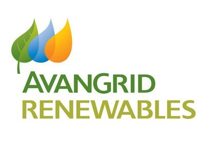 The logo for avangrid renewables has three drops of water and three leaves.