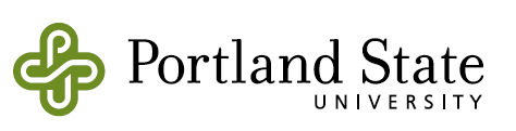 The logo for portland state university is green and white