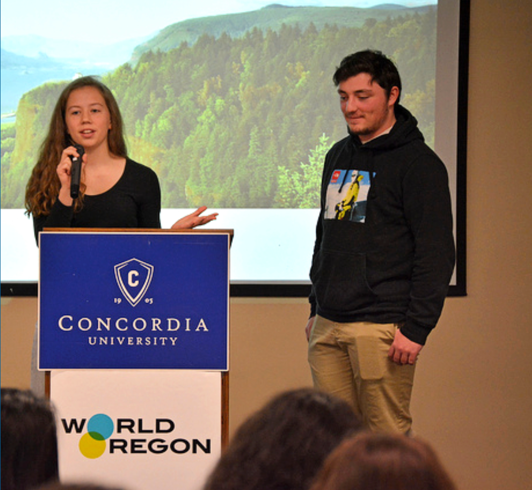 A woman is giving a presentation at concordia university