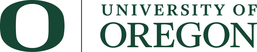 The logo for the university of oregon is green and white