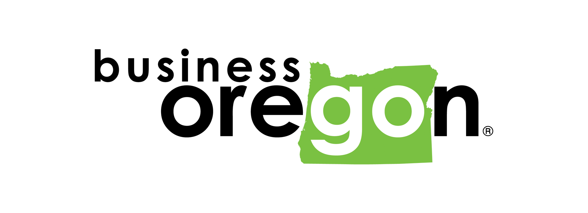 The logo for business oregon is green and black