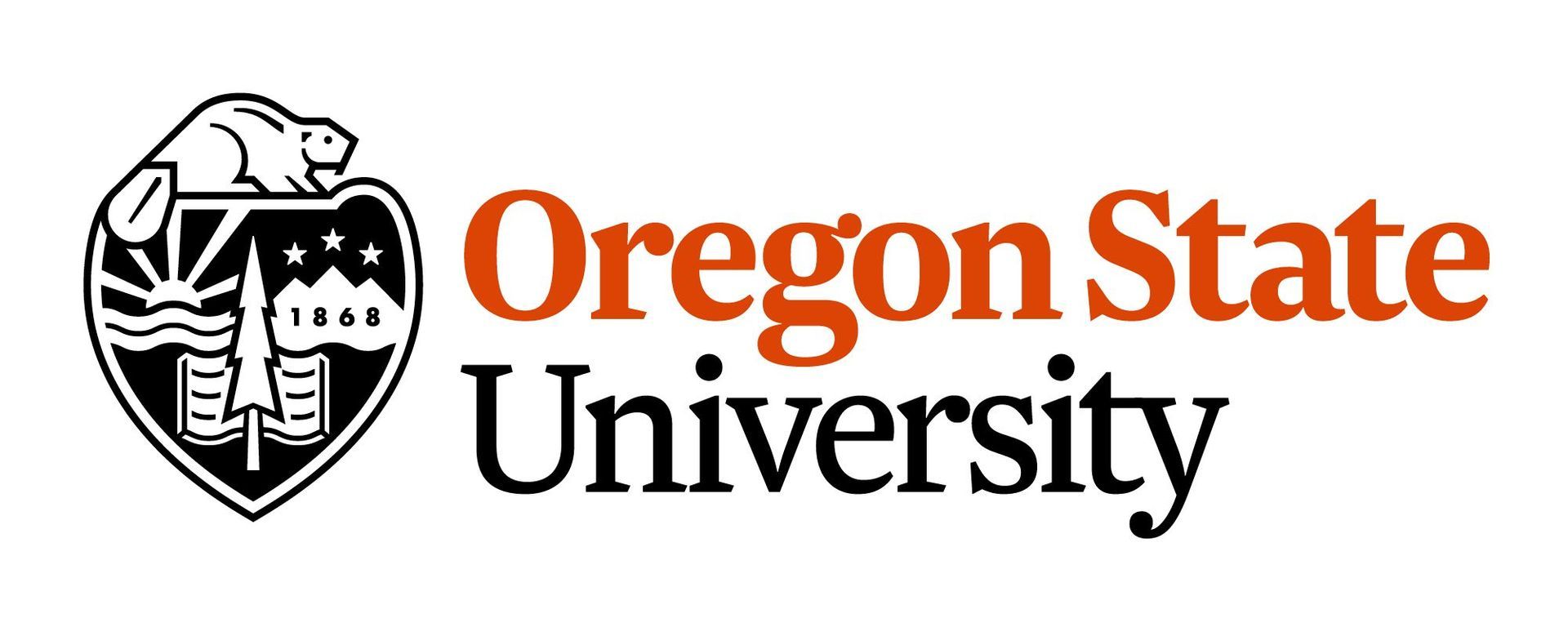 The logo for oregon state university is black and orange