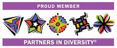 A logo for a proud member of partners in diversity