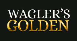 A logo for wagler 's golden with gold letters on a black background