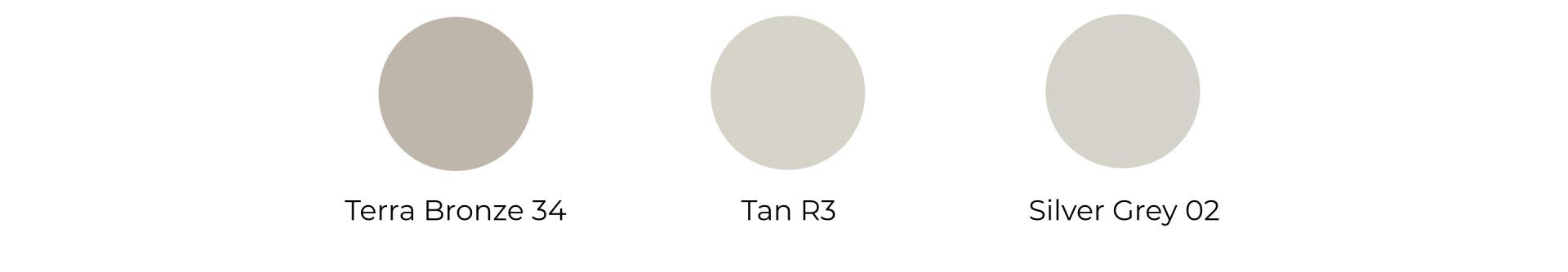 Three different shades of gray are shown on a white background.