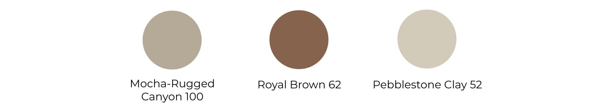 Three different shades of brown are shown on a white background.