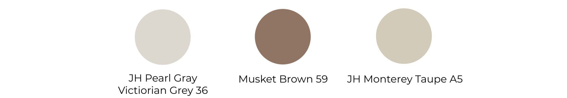 Three different shades of brown are shown on a white background.