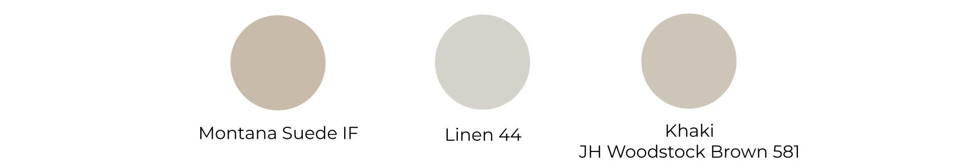 Three different shades of beige are shown on a white background.