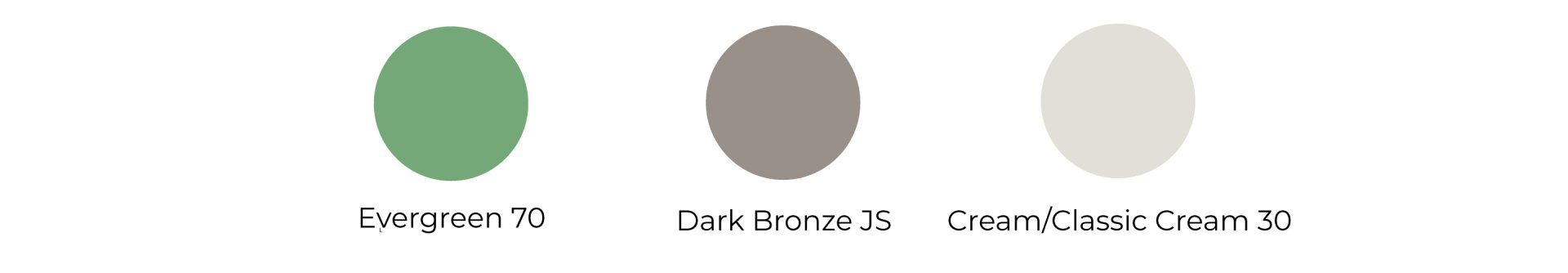 Three circles of different colors on a white background.