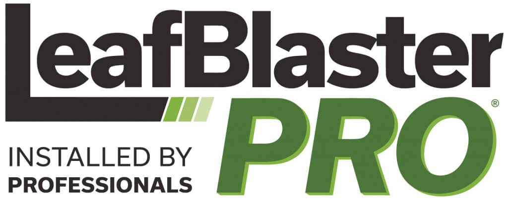 The logo for leaf blaster pro is installed by professionals.