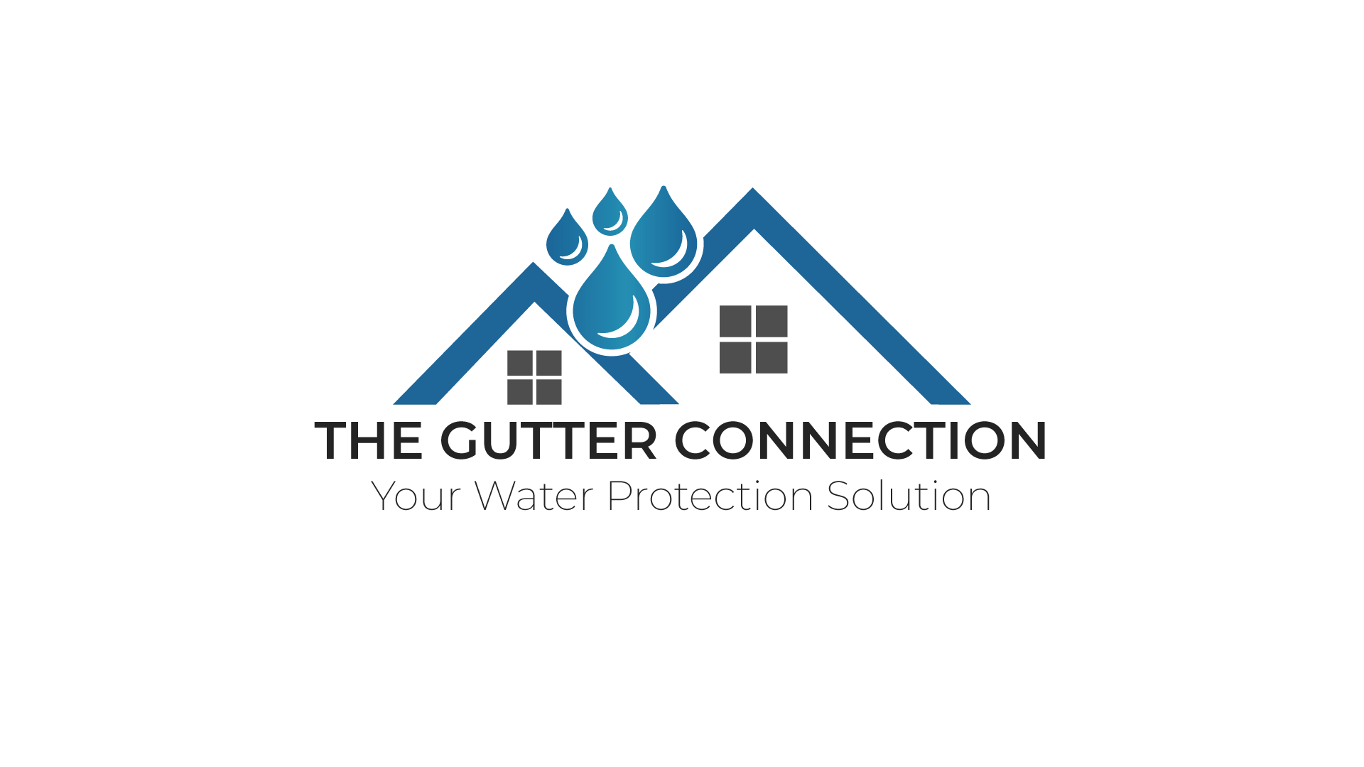 The logo for the gutter connection shows a house with water drops on the roof.