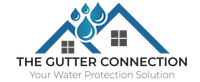 The logo for the gutter connection shows a house with water drops on the roof.