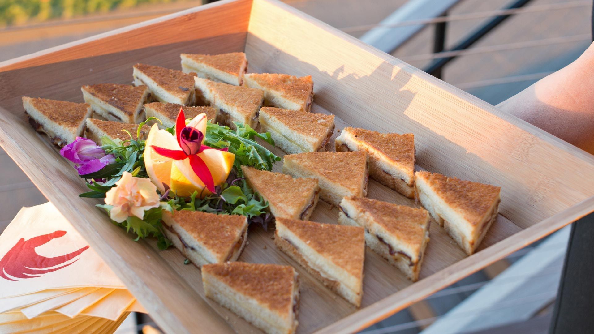 Plated triangle sandwiches