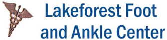 Logo for Lakeforest Foot and Ankle Center with a caduceus symbol and blue text.