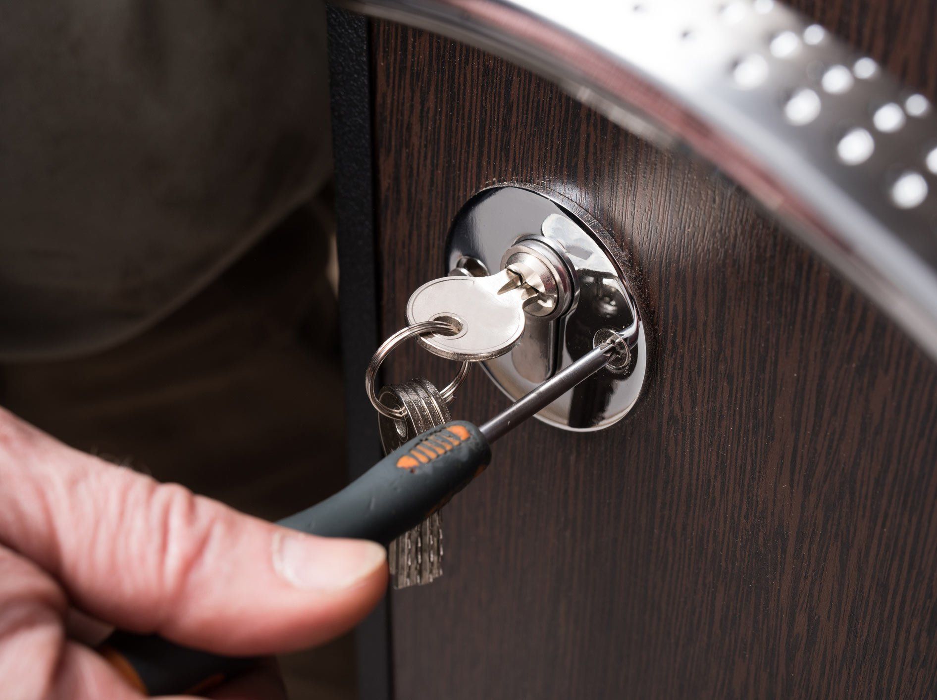 Door lock with key and metal screwdriver | Shepparton, VIC | Solar City Locksmiths