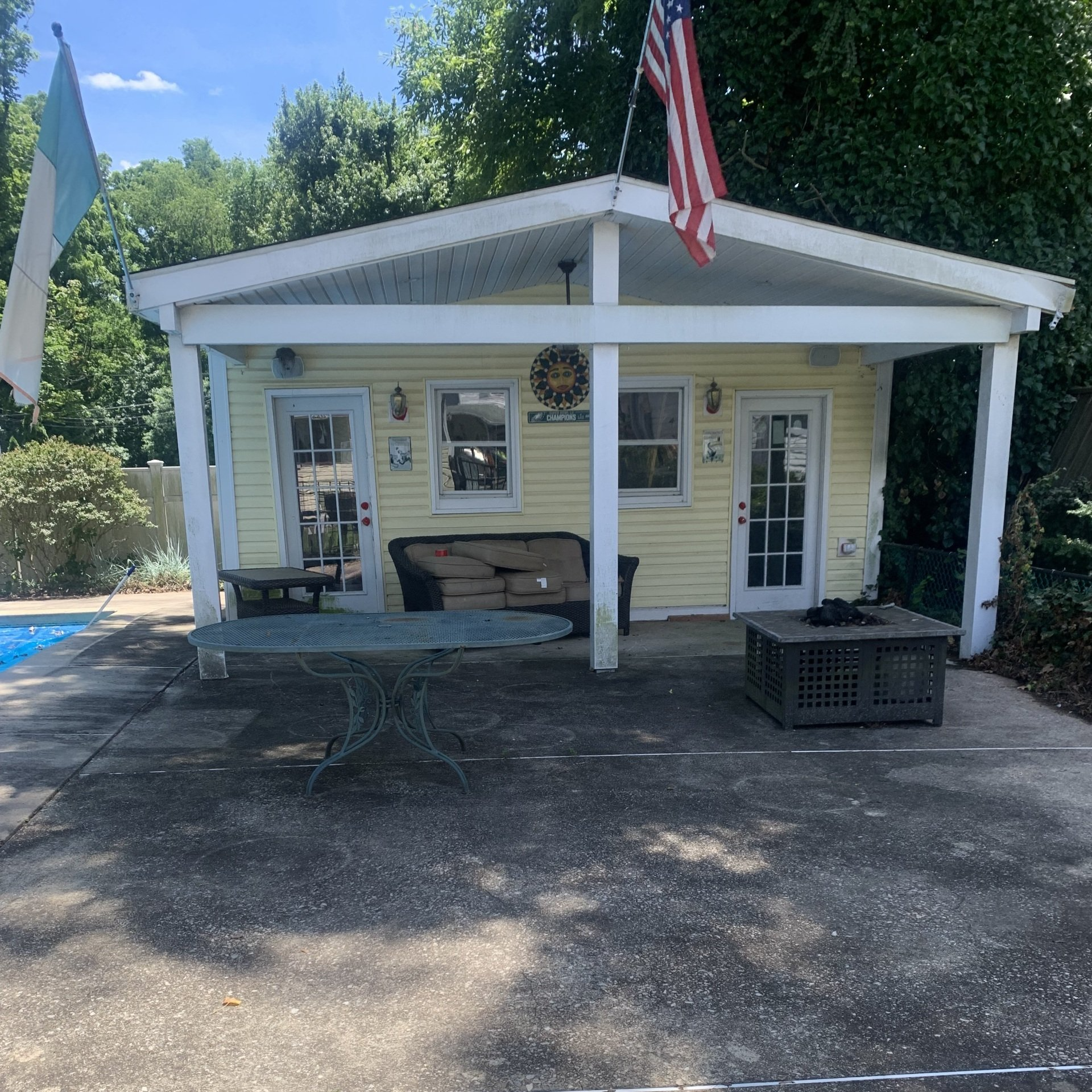 Pressure washing a deck