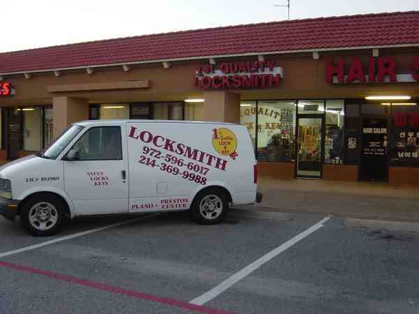 Door Closers — White Van In Front Of Store in Plano, TX