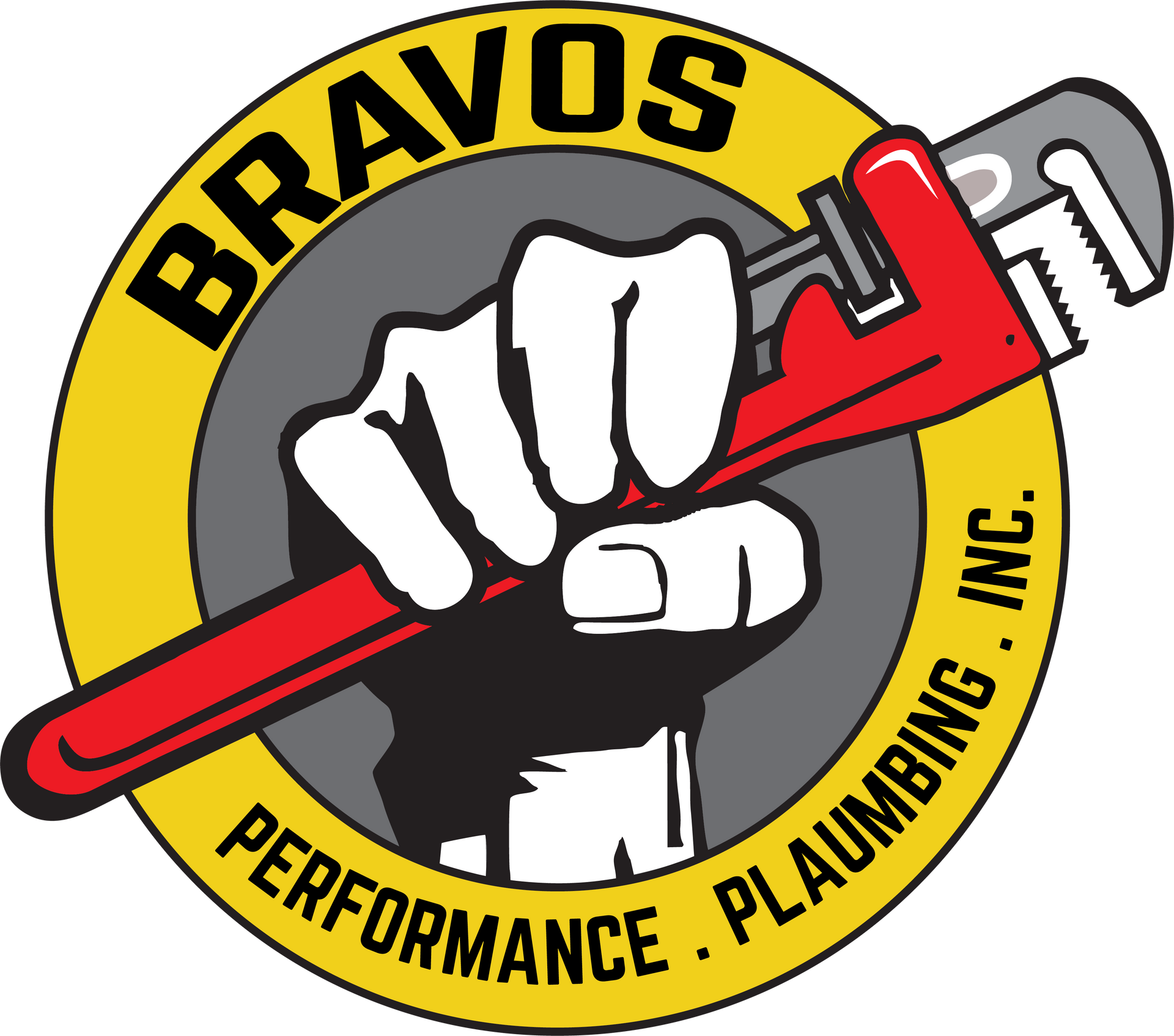 A logo for bravos performance plumbing inc.