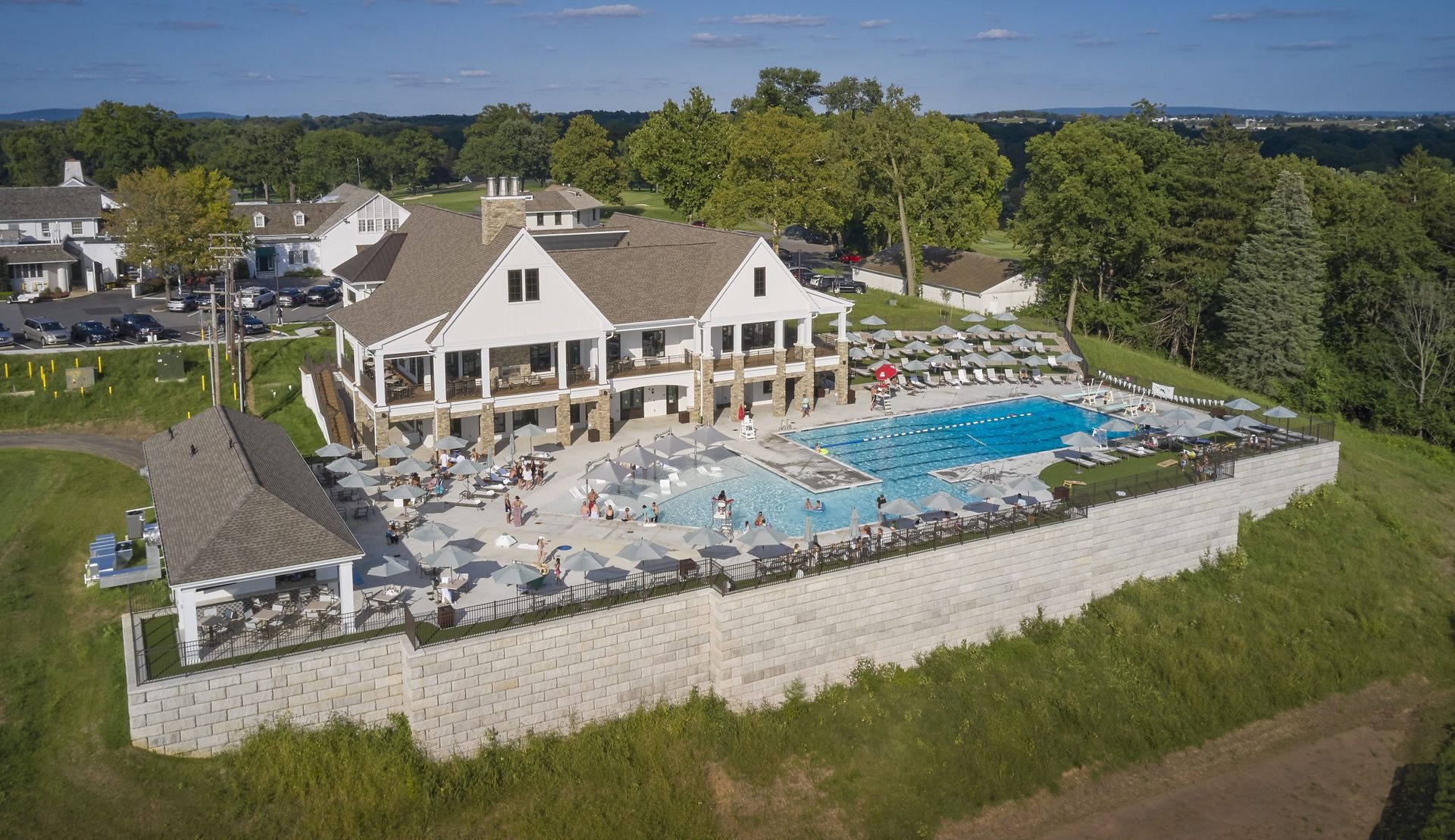 lancaster country club pool showing new aluminum fence installed by Millcreek Fence & Decks
