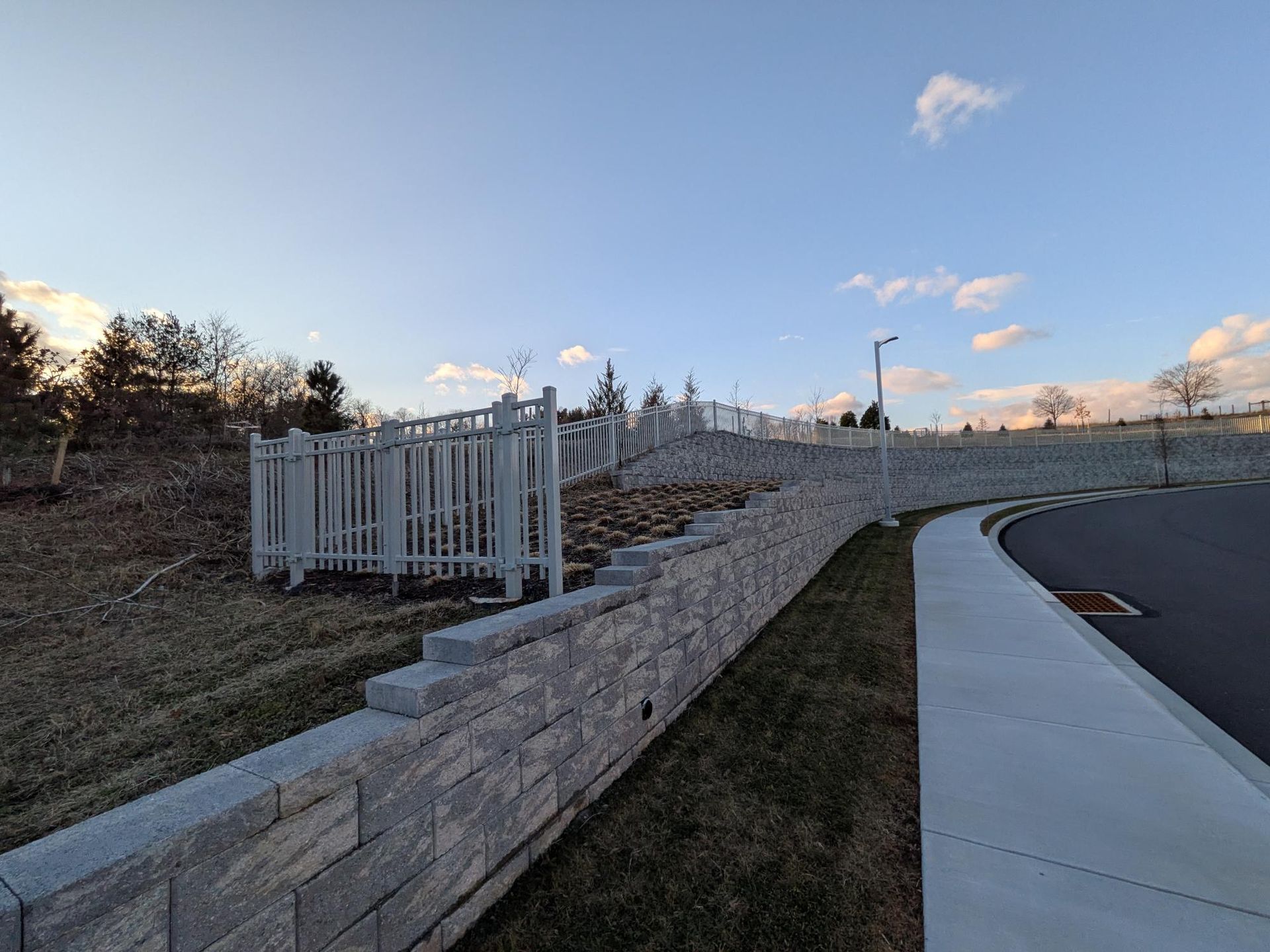 6-foot steel picket fence installed around retention pond in Middletown PA 2
