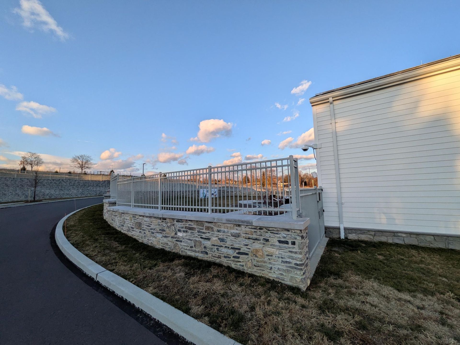 6-foot steel picket fence installed around retention pond in Middletown PA
