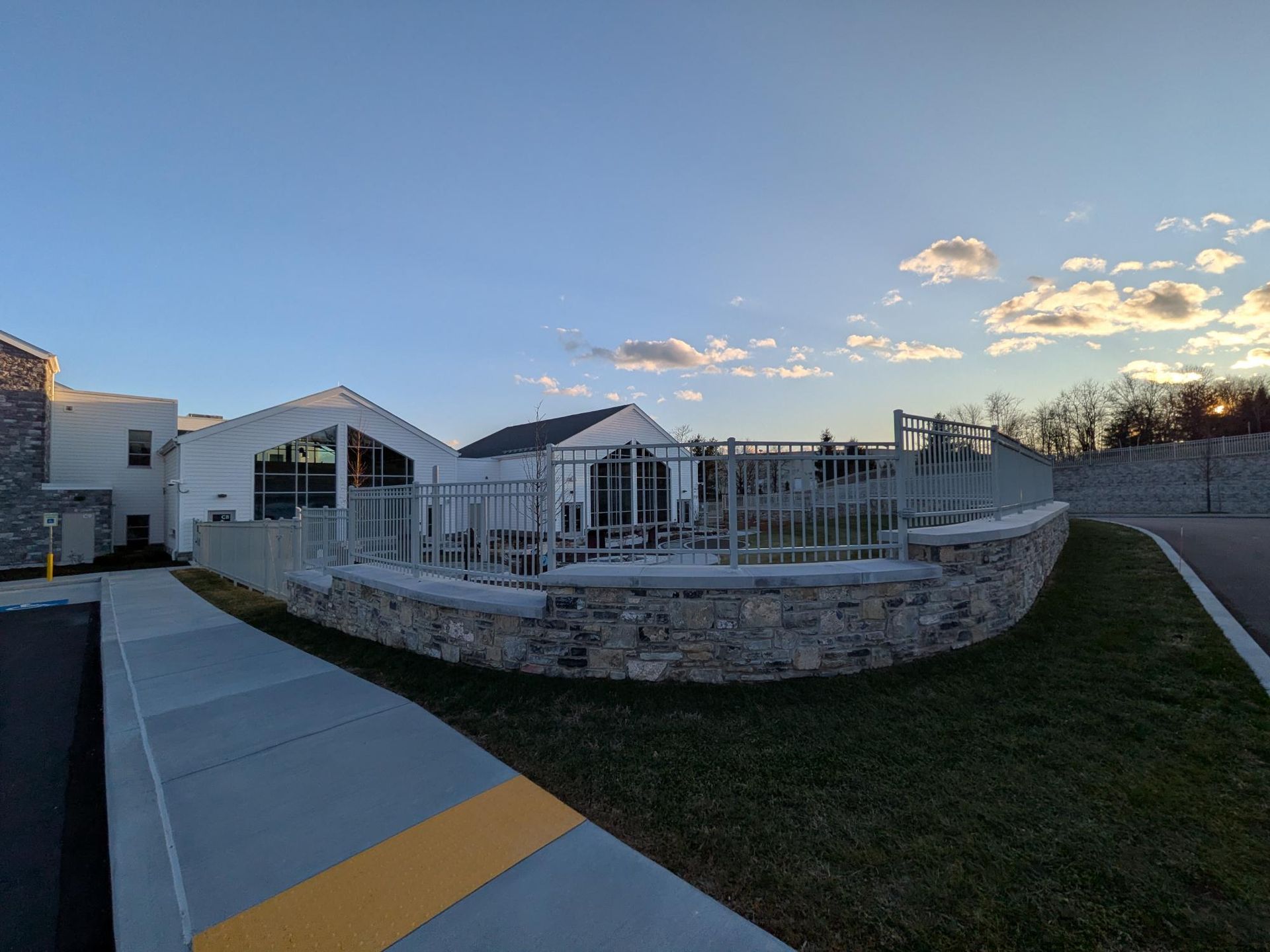 Steel picket fence with open design for visibility and security