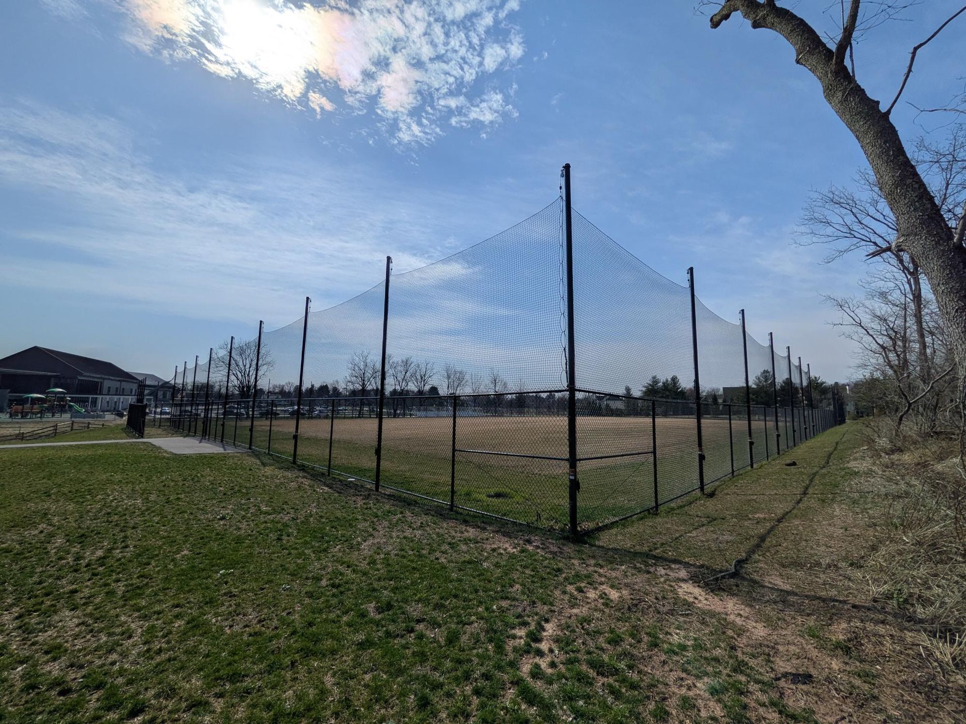 Commercial chain link fence installation for baseball field
