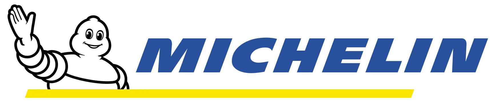 Michelin logo featuring the Michelin Man waving, beside the blue word 
