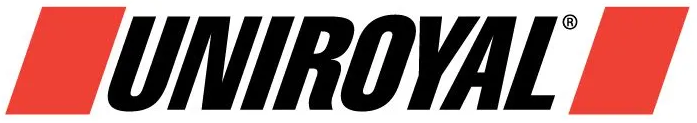 Uniroyal logo in black with red parallelogram accents.