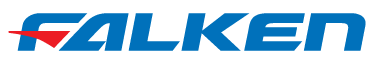 The Falken Tires logo: blue text with a red and blue design element.