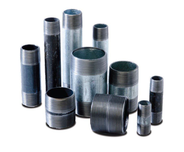 Picture of various pipe nipples and couplings