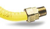 Close up picture of  WARDFlex® yellow tubing with connection