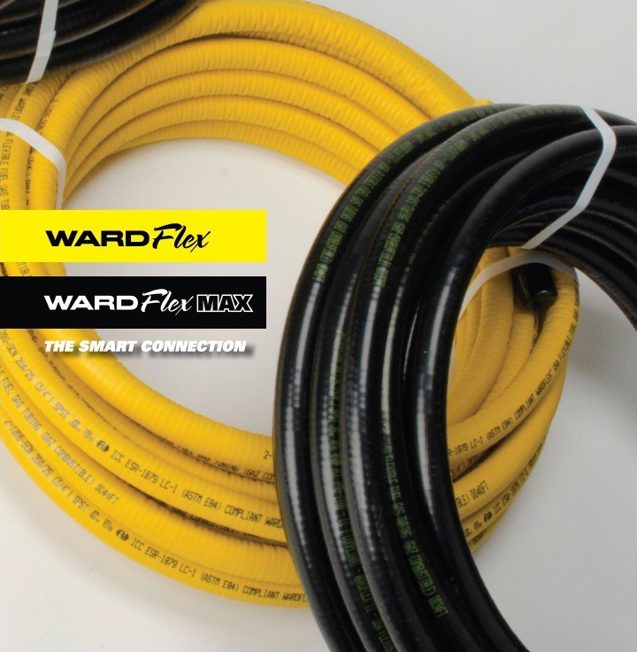 WARDFlex® & WARDFlexMAX® brochure cover showing our yellow and black corrugated stainles steel tubing (CSST)
