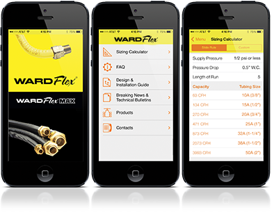 Picture showing various screens from the  WARDFlex® Jobsite Assistant Mobile App on a mobile phone